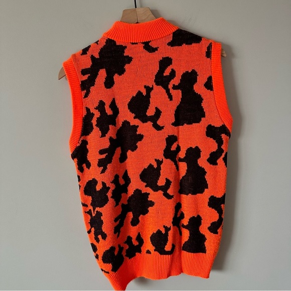 Bob Fratzke Winona Vintage Blaze Orange Camo Knit Vest Full Zip Hunting Gorpcorp - Picture 5 of 13